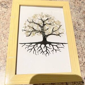 Framed Tree Art with Gemstone Accents